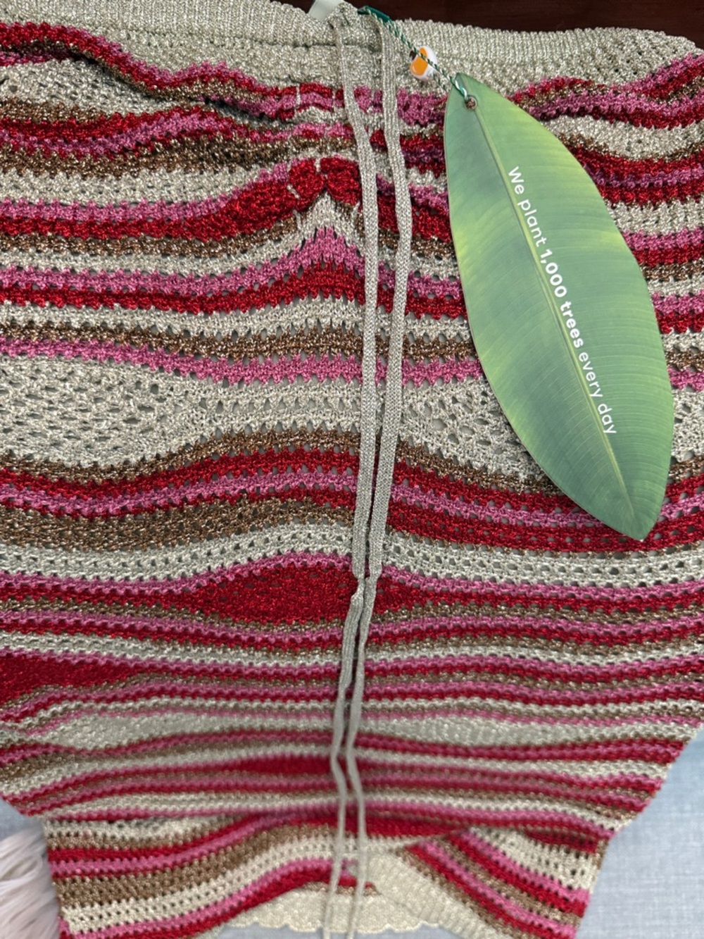FARM Rio Halter Knit Mini Dress in cream and Raspberry. - Picture 6 of 6